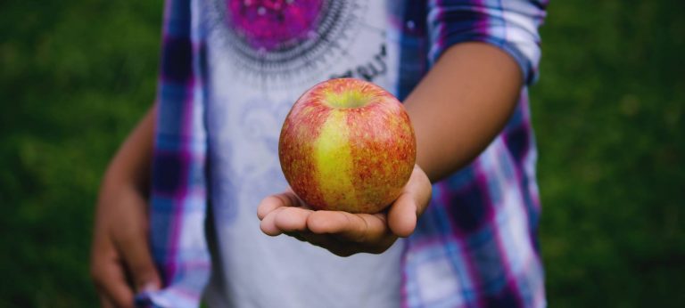 Child with apple